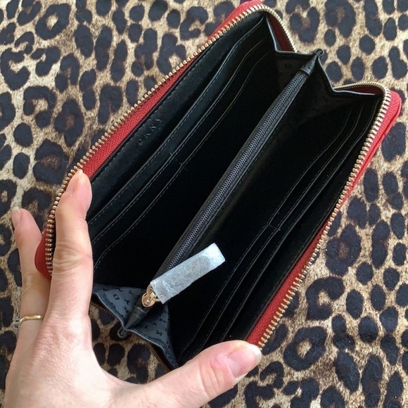 Brand New DKNY Vela Large Zip Around Red Wallet - Picture 9 of 14